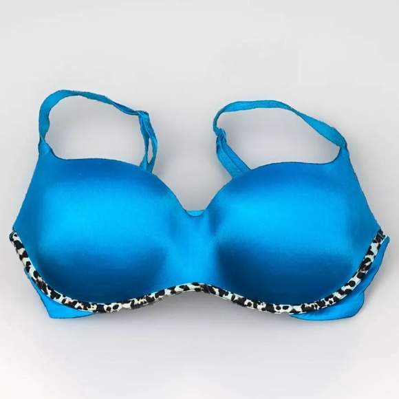 Victoria’s Secret Wireless Balconet Push Up Bra Blue Size 34D EUC - Picture 1 of 4